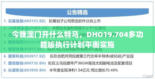 今晚澳门开什么特马，DHO19.704多功能版执行计划平衡实施