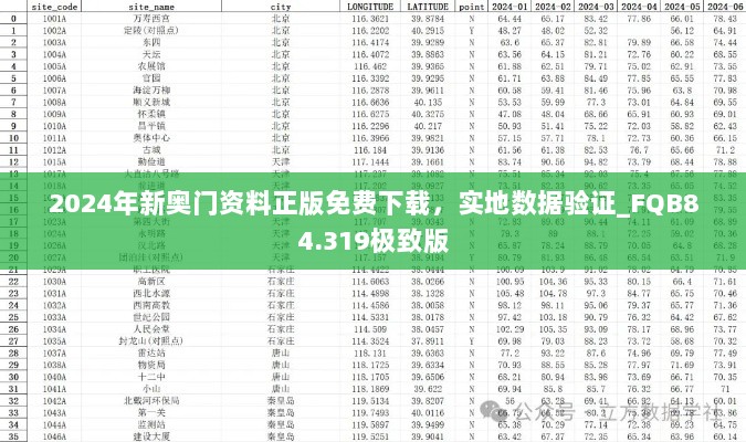 2024年新奥门资料正版免费下载，实地数据验证_FQB84.319极致版