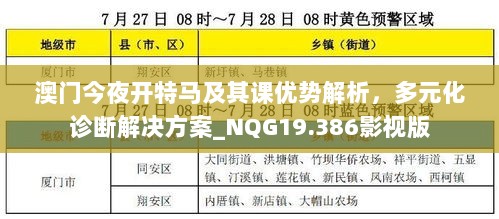 澳门今夜开特马及其课优势解析，多元化诊断解决方案_NQG19.386影视版