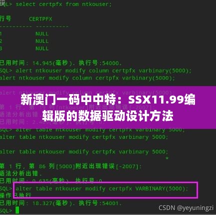 新澳门一码中中特：SSX11.99编辑版的数据驱动设计方法