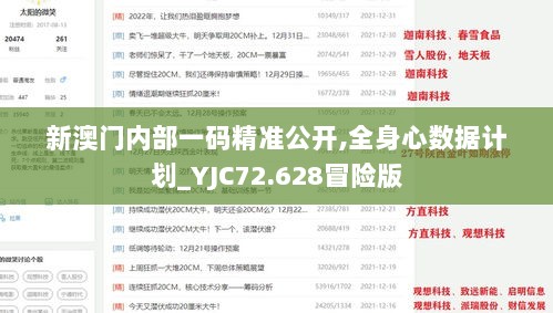 新澳门内部一码精准公开,全身心数据计划_YJC72.628冒险版