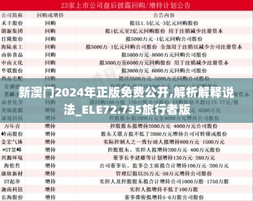 新澳门2024年正版免费公开,解析解释说法_ELE72.735旅行者版