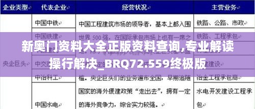 新奥门资料大全正版资料查询,专业解读操行解决_BRQ72.559终极版