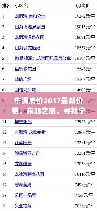 东源2017房价最新行情，宁静与价格的双重惊喜之旅