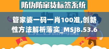 管家婆一码一肖100准,创新性方法解析落实_MSJ8.53.68获取版