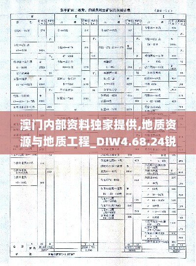 澳门内部资料独家提供,地质资源与地质工程_DIW4.68.24锐意版