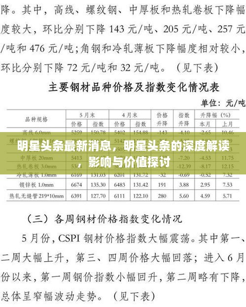 明星头条深度解读，影响与价值探讨的最新消息分析