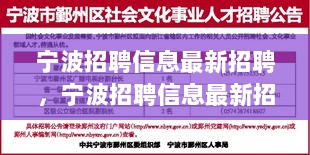 宁波招聘信息最新，人才需求与城市发展的新视角