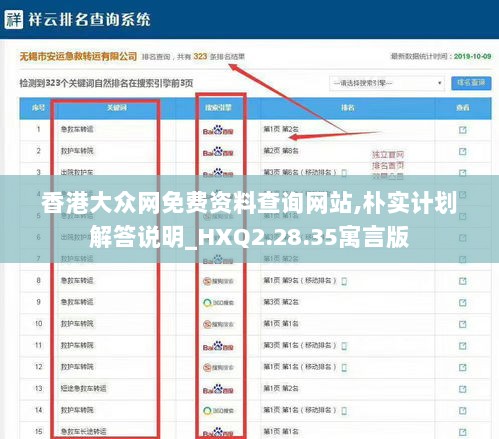 香港大众网免费资料查询网站,朴实计划解答说明_HXQ2.28.35寓言版