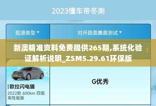 新澳精准资料免费提供265期,系统化验证解析说明_ZSM5.29.61环保版