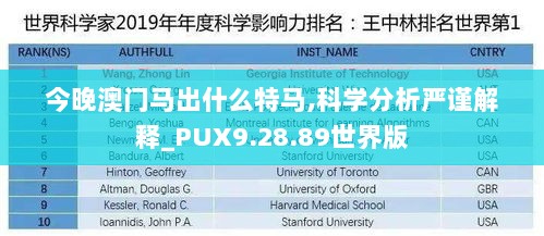 今晚澳门马出什么特马,科学分析严谨解释_PUX9.28.89世界版