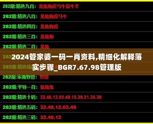 2024管家婆一码一肖资料,精细化解释落实步骤_BGR7.67.98管理版