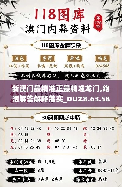 新澳门最精准正最精准龙门,绝活解答解释落实_DUZ8.63.58限量版