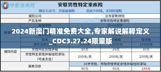 2024新澳门精准免费大全,专家解说解释定义_CDC3.27.24限量版