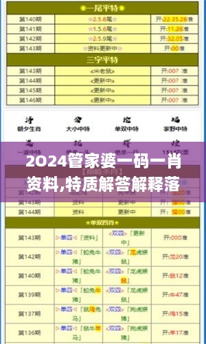 2O24管家婆一码一肖资料,特质解答解释落实_WSG7.39.92百搭版