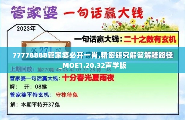 77778888管家婆必开一肖,精密研究解答解释路径_MOE1.20.32声学版