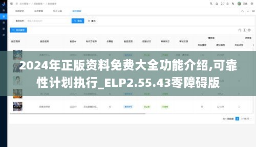 2024年正版资料免费大全功能介绍,可靠性计划执行_ELP2.55.43零障碍版