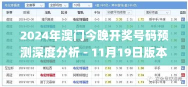 2024年澳门今晚开奖号码预测深度分析 - 11月19日版本_TEN4.30.27