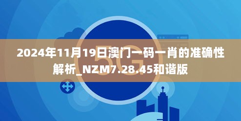 2024年11月19日澳门一码一肖的准确性解析_NZM7.28.45和谐版