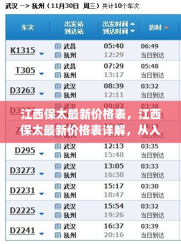 江西保太最新价格表详解，从入门到精通的购买指南