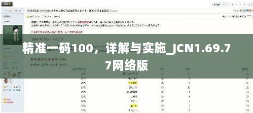 精准一码100，详解与实施_JCN1.69.77网络版