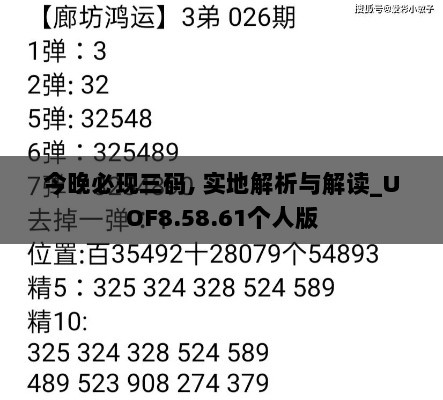 今晚必现三码, 实地解析与解读_UOF8.58.61个人版