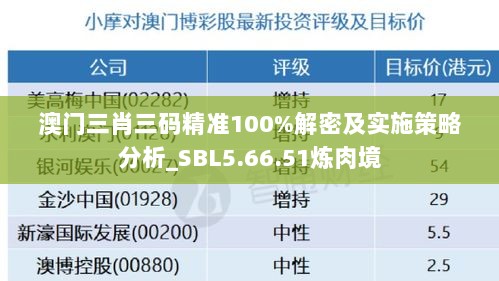 澳门三肖三码精准100%解密及实施策略分析_SBL5.66.51炼肉境