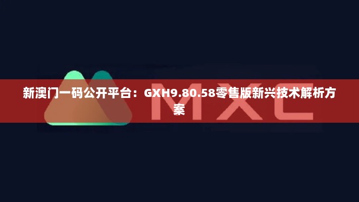 新澳门一码公开平台：GXH9.80.58零售版新兴技术解析方案