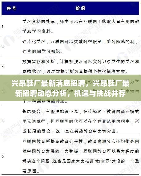 兴昂鞋厂最新招聘动态分析，机遇与挑战并存