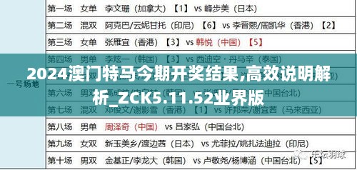 2024澳门特马今期开奖结果,高效说明解析_ZCK5.11.52业界版