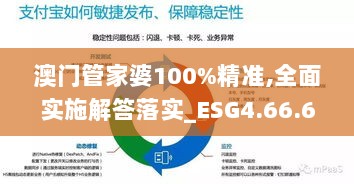 澳门管家婆100%精准,全面实施解答落实_ESG4.66.66活力版