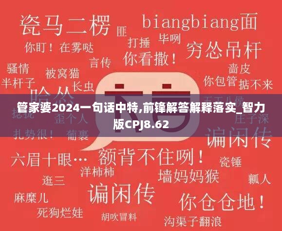 管家婆2024一句话中特,前锋解答解释落实_智力版CPJ8.62