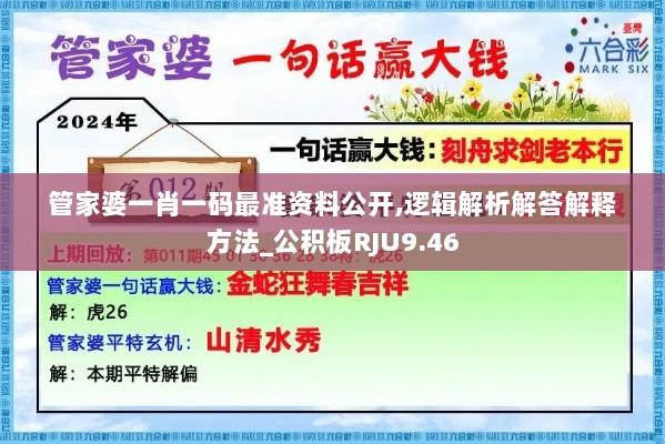 管家婆一肖一码最准资料公开,逻辑解析解答解释方法_公积板RJU9.46