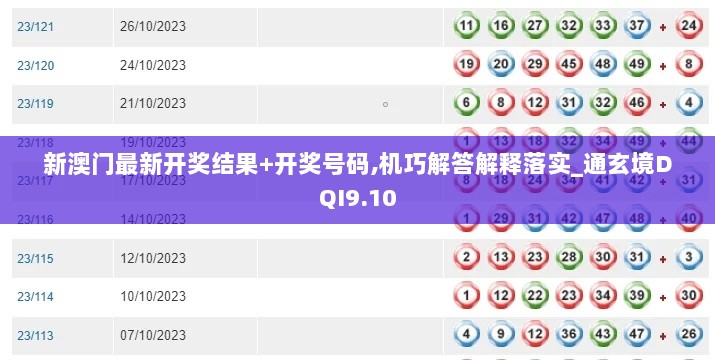 新澳门最新开奖结果+开奖号码,机巧解答解释落实_通玄境DQI9.10