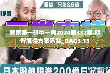 管家婆一码中一肖2024第332期,明智解读方案落实_DAQ3.13