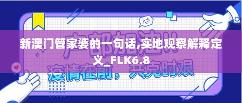 新澳门管家婆的一句话,实地观察解释定义_FLK6.8