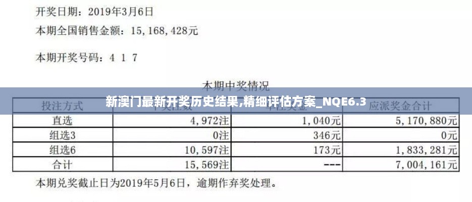 新澳门最新开奖历史结果,精细评估方案_NQE6.3