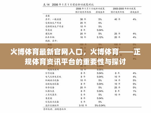 火博体育，正规体育资讯平台的重要性与探讨