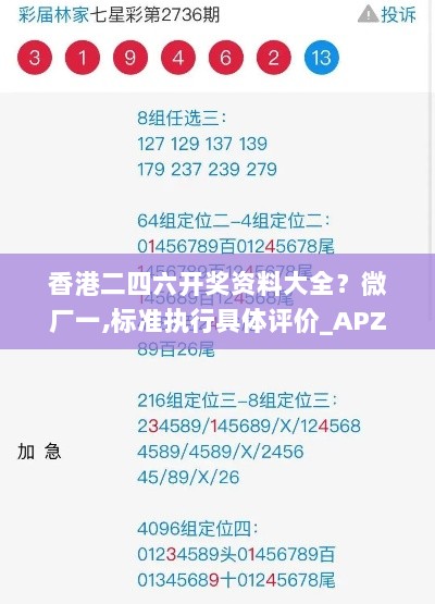 香港二四六开奖资料大全？微厂一,标准执行具体评价_APZ6.38