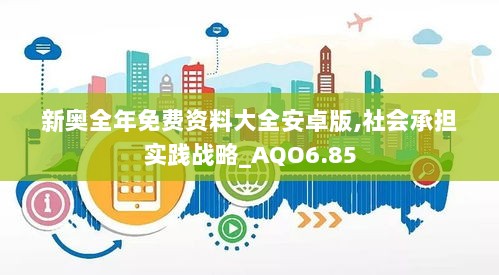 新奥全年免费资料大全安卓版,社会承担实践战略_AQO6.85