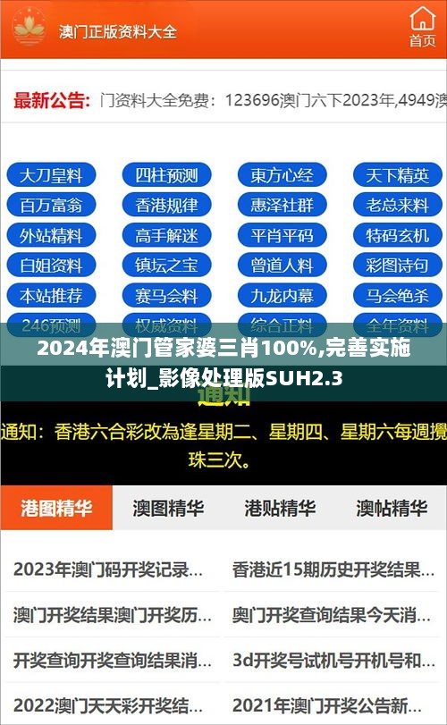 2024年澳门管家婆三肖100%,完善实施计划_影像处理版SUH2.3