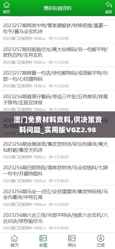 澳门免费材料资料,供决策资料问题_实用版VGZ2.98