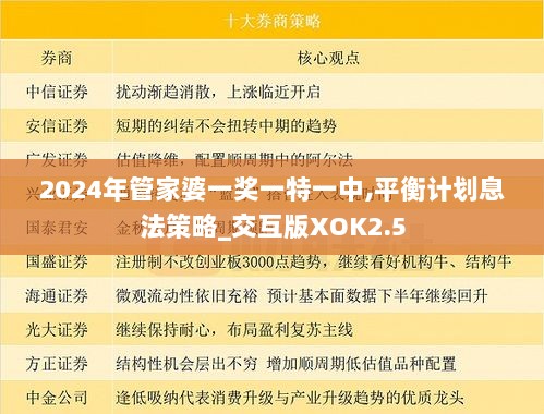 2024年管家婆一奖一特一中,平衡计划息法策略_交互版XOK2.5