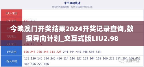 今晚澳门开奖结果2024开奖记录查询,数据导向计划_交互式版LIU2.98