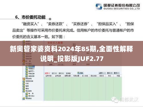 新奥管家婆资料2024年85期,全面性解释说明_投影版JUF2.77