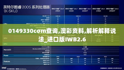 0149330cσm查询,澳彩资料,解析解释说法_进口版IWB2.6