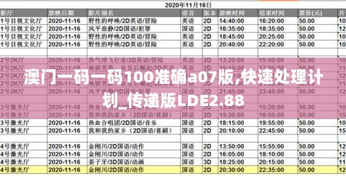 澳门一码一码100准确a07版,快速处理计划_传递版LDE2.88