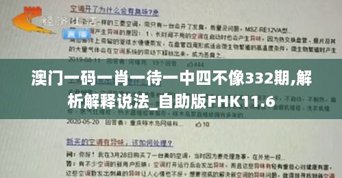 澳门一码一肖一待一中四不像332期,解析解释说法_自助版FHK11.6