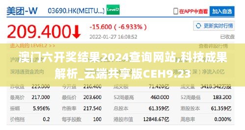 澳门六开奖结果2024查询网站,科技成果解析_云端共享版CEH9.23