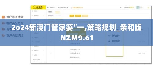 2o24新澳门管家婆′′一,策略规划_亲和版NZM9.61